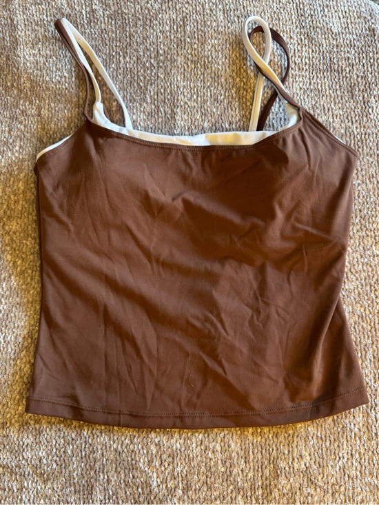 Wilo The Label Tops - Wilo brown and white double lined tank top